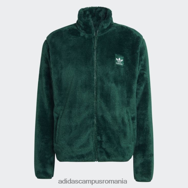 adidas campus romania essentials+ jachetă pufoasă din fleece verde închis adidas bărbați verde inchis J266N25166