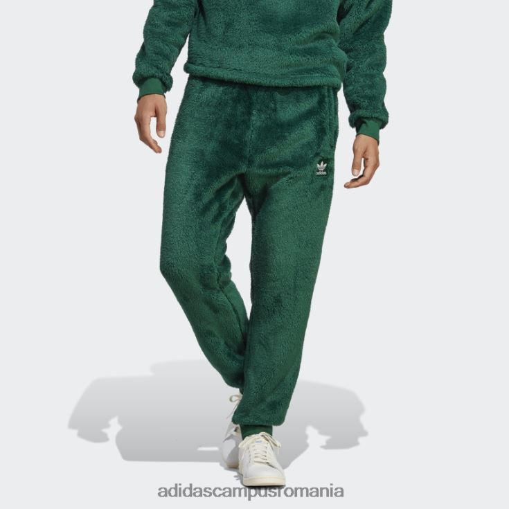 adidas campus romania essentials+ pantaloni de sport pufos din fleece verde închis bărbați verde inchis J266N25329