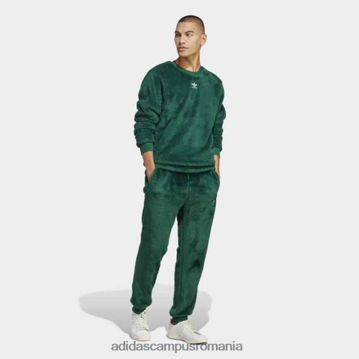 adidas campus romania essentials+ pantaloni de sport pufos din fleece verde închis bărbați verde inchis J266N25329