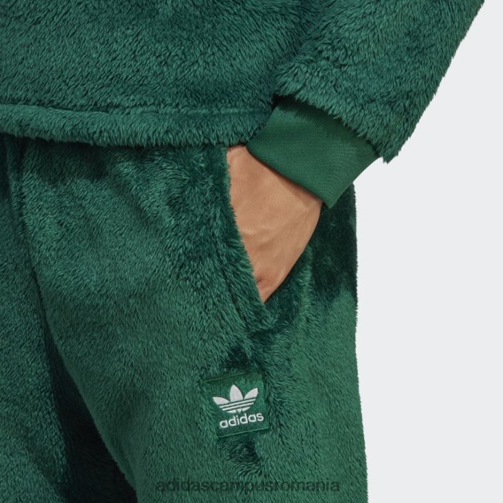 adidas campus romania essentials+ pantaloni de sport pufos din fleece verde închis bărbați verde inchis J266N25329