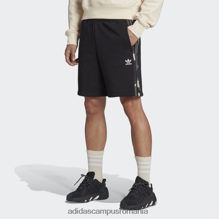 adidas campus romania grafică camo pantaloni scurți cu 3 dungi negru bărbați negru J266N213219