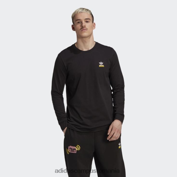 adidas campus romania graphics unit tricou cu mânecă lungă, negru bărbați negru J266N27189