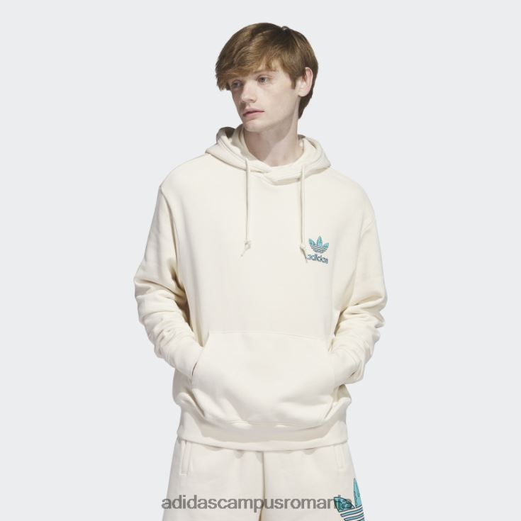 adidas campus romania hanoraș cu glugă cu trefoil stivuit, nevopsit bărbați nevopsit/negru/mint rush/cian J266N26445