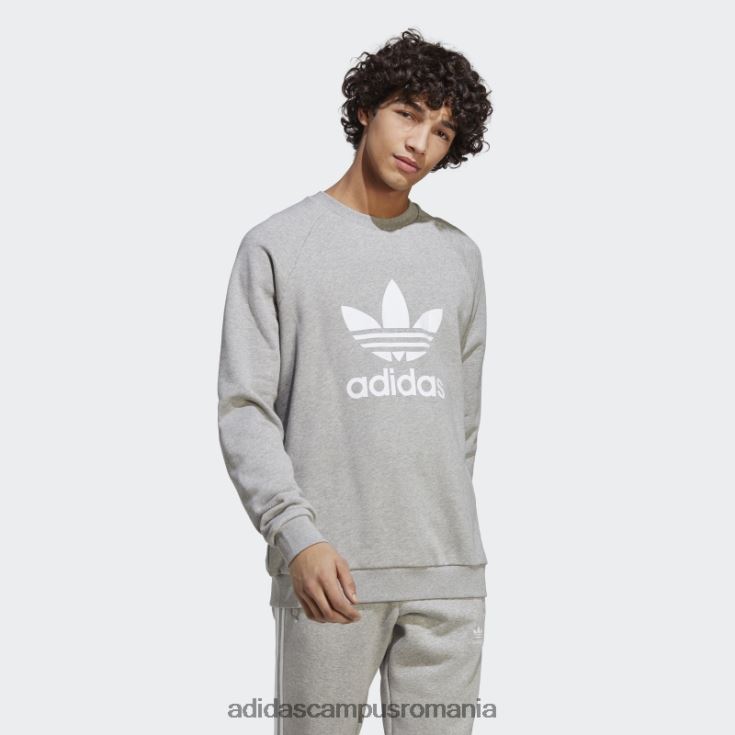 adidas campus romania hanorac adicolor classics trefoil crewneck gri mediu bărbați gri mediu J266N25390