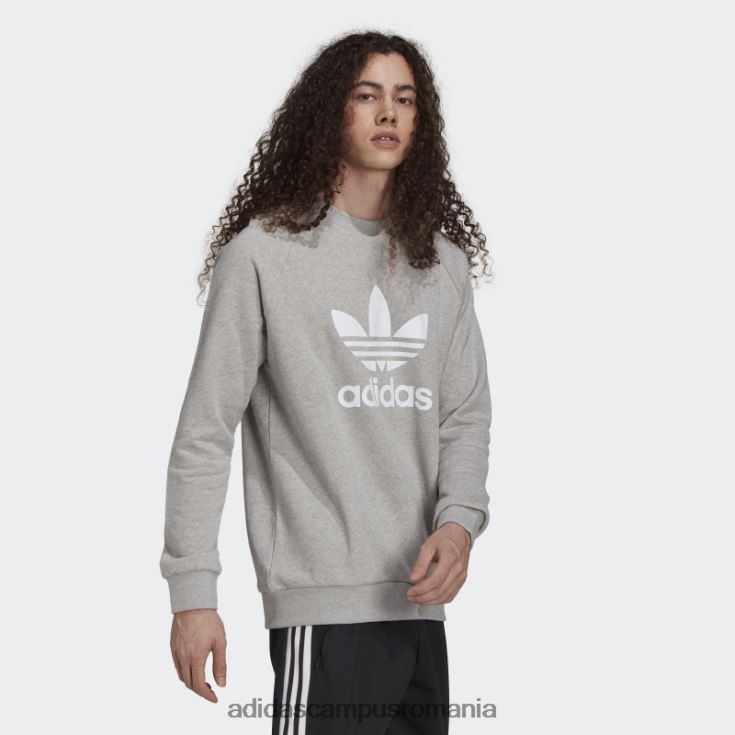 adidas campus romania hanorac adicolor classics trefoil crewneck gri mediu bărbați gri mediu/alb J266N21495