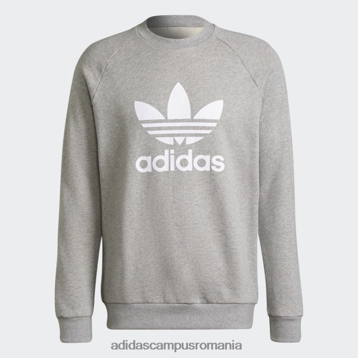 adidas campus romania hanorac adicolor classics trefoil crewneck gri mediu bărbați gri mediu/alb J266N21495