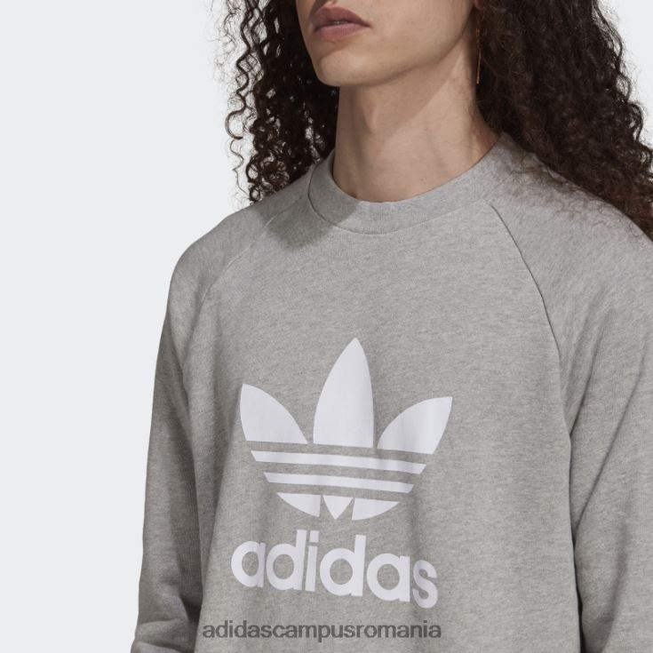 adidas campus romania hanorac adicolor classics trefoil crewneck gri mediu bărbați gri mediu/alb J266N21495