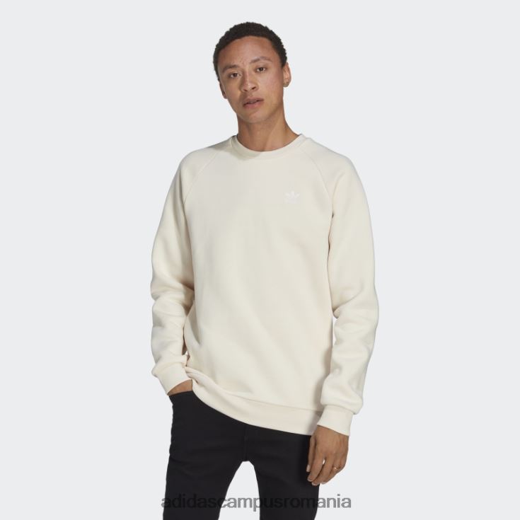 adidas campus romania hanorac alb cu trefoil essentials cu decolteu bărbați alb J266N213348