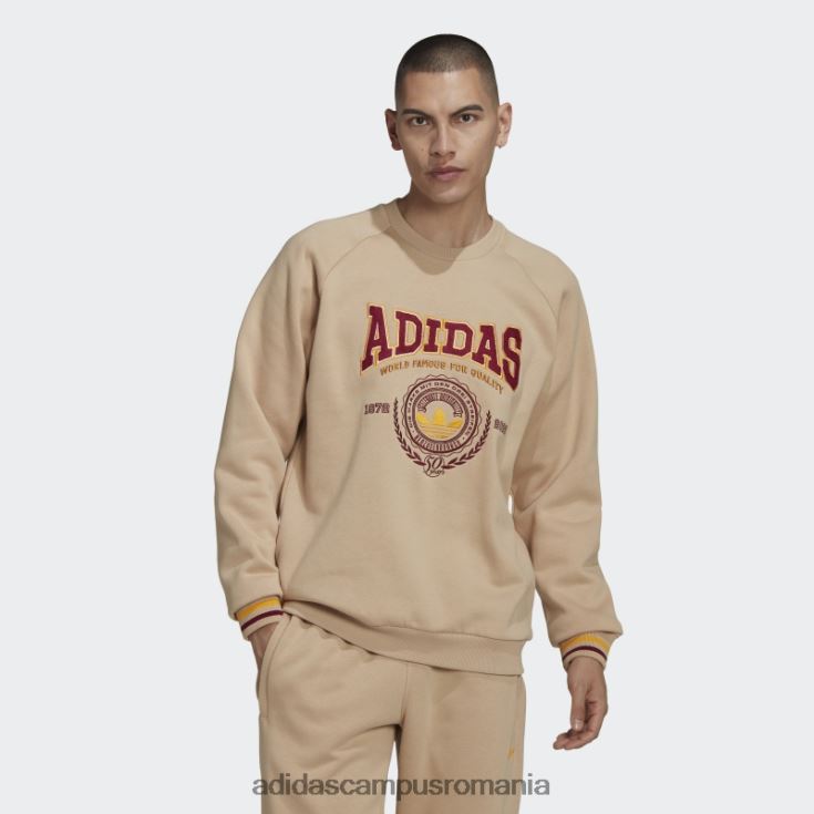adidas campus romania hanorac bej de varsity cu gât bărbați bej J266N26971