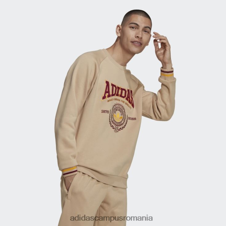 adidas campus romania hanorac bej de varsity cu gât bărbați bej J266N26971