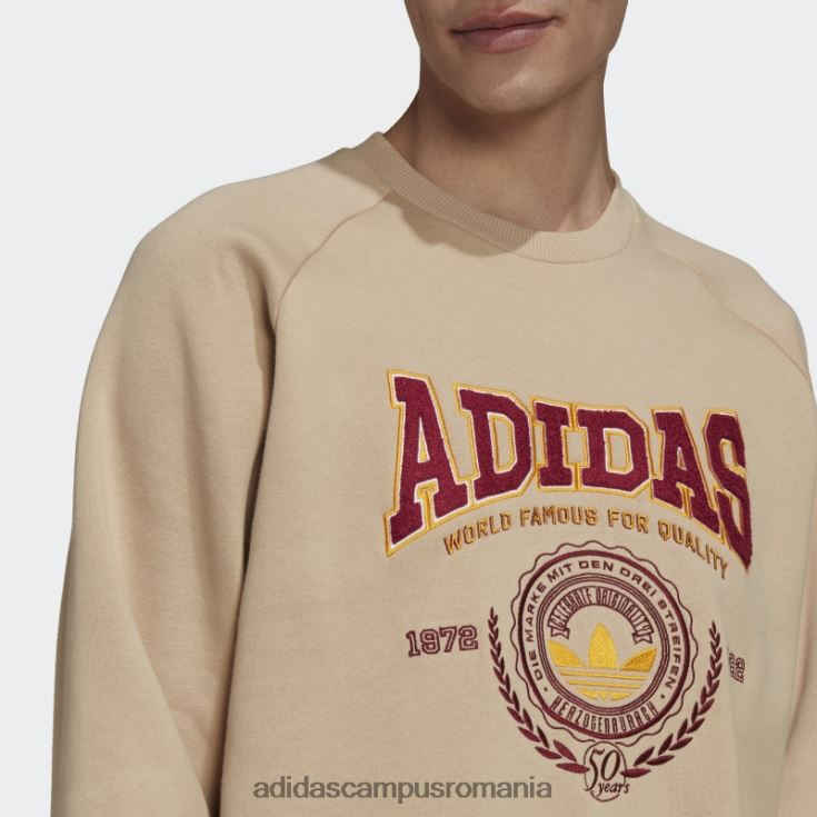 adidas campus romania hanorac bej de varsity cu gât bărbați bej J266N26971