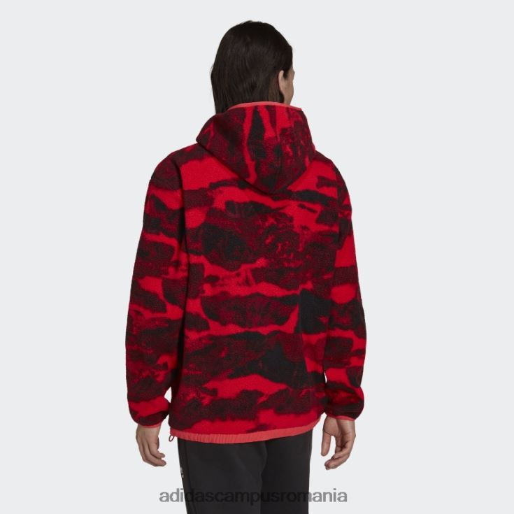 adidas campus romania hanorac cu capota cu imprimeu din fleece polar, roz nucleu, hot adventure bărbați miez roz J266N214947