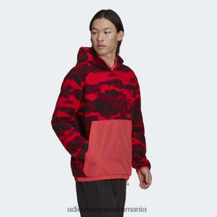 adidas campus romania hanorac cu capota cu imprimeu din fleece polar, roz nucleu, hot adventure bărbați miez roz J266N214947