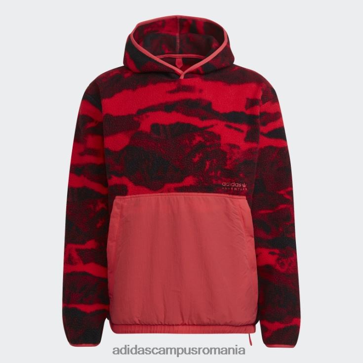 adidas campus romania hanorac cu capota cu imprimeu din fleece polar, roz nucleu, hot adventure bărbați miez roz J266N214947