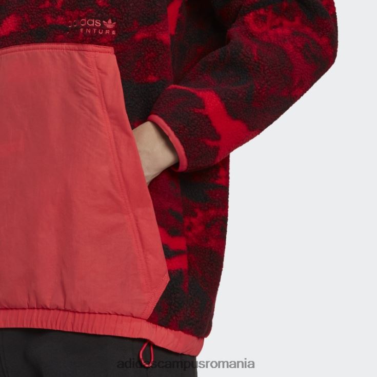 adidas campus romania hanorac cu capota cu imprimeu din fleece polar, roz nucleu, hot adventure bărbați miez roz J266N214947