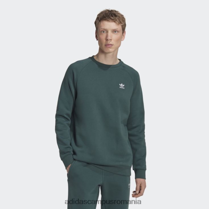 adidas campus romania hanorac cu guler crew trefoil adicolor essentials verde bărbați verde mineral J266N21556