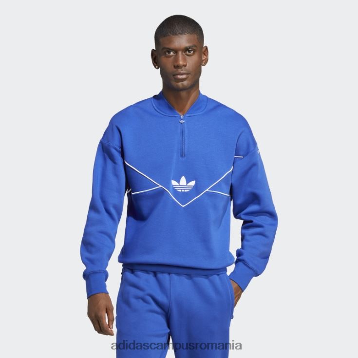 adidas campus romania hanorac echipaj cu jumătate de fermoar adicolor sezonier albastru adidas bărbați albastru alb J266N25580