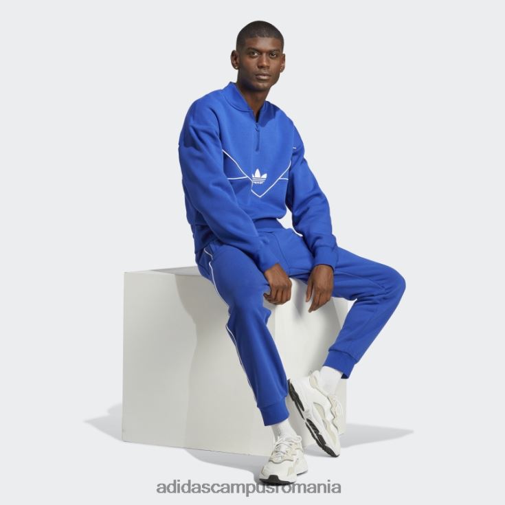 adidas campus romania hanorac echipaj cu jumătate de fermoar adicolor sezonier albastru adidas bărbați albastru alb J266N25580