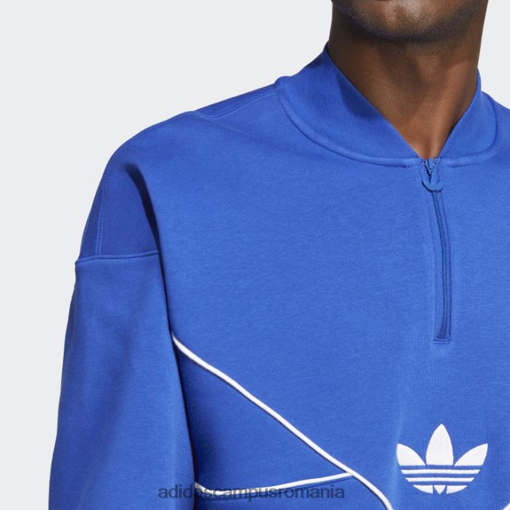 adidas campus romania hanorac echipaj cu jumătate de fermoar adicolor sezonier albastru adidas bărbați albastru alb J266N25580