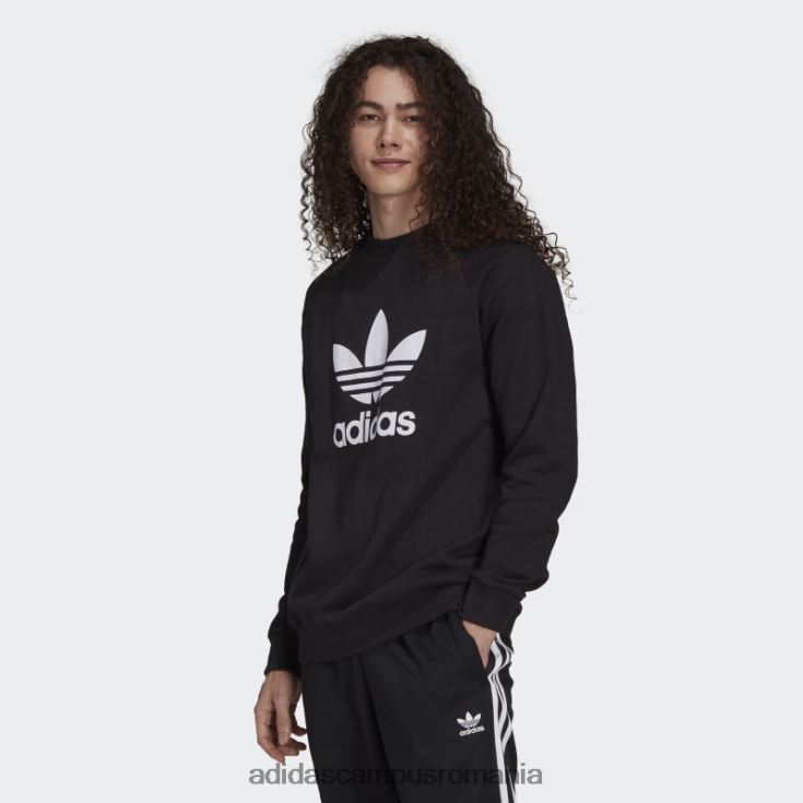 adidas campus romania hanorac negru cu gât crew trefoil adicolor classics bărbați alb negru J266N21459
