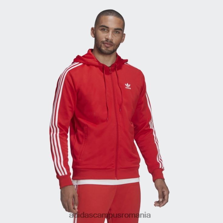 adidas campus romania jachetă adicolor classics cu glugă, cu fermoar complet, roșie bărbați roșu J266N26572