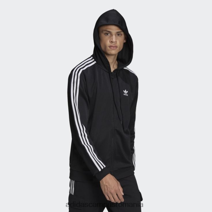 adidas campus romania jachetă adicolor classics cu glugă, fermoar complet, neagră bărbați negru J266N26380