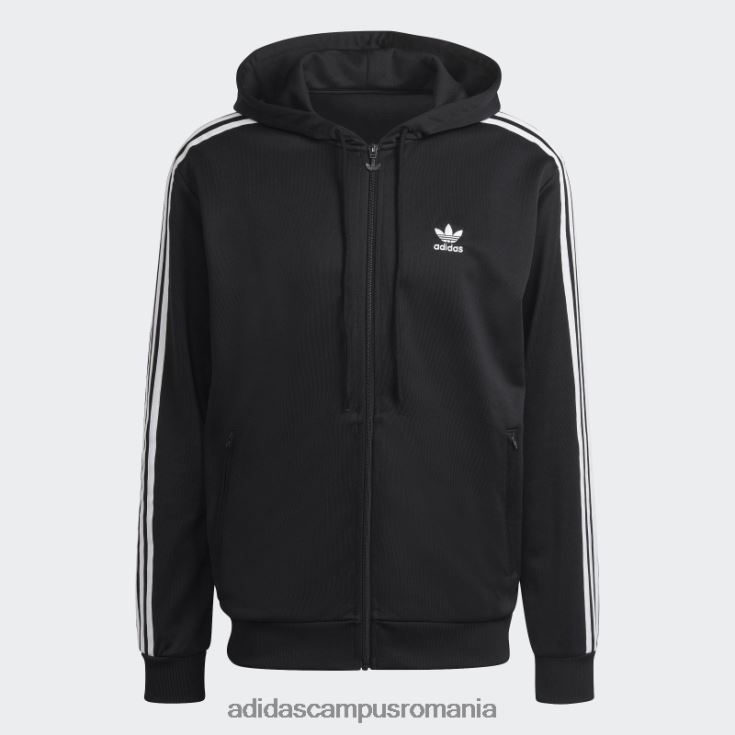 adidas campus romania jachetă adicolor classics cu glugă, fermoar complet, neagră bărbați negru J266N26380