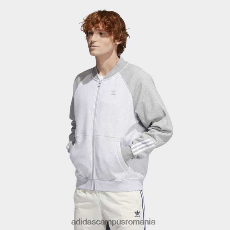 adidas campus romania jachetă de sport din fleece sst gri deschis, negru bărbați gri-deschis erica/alb J266N27531
