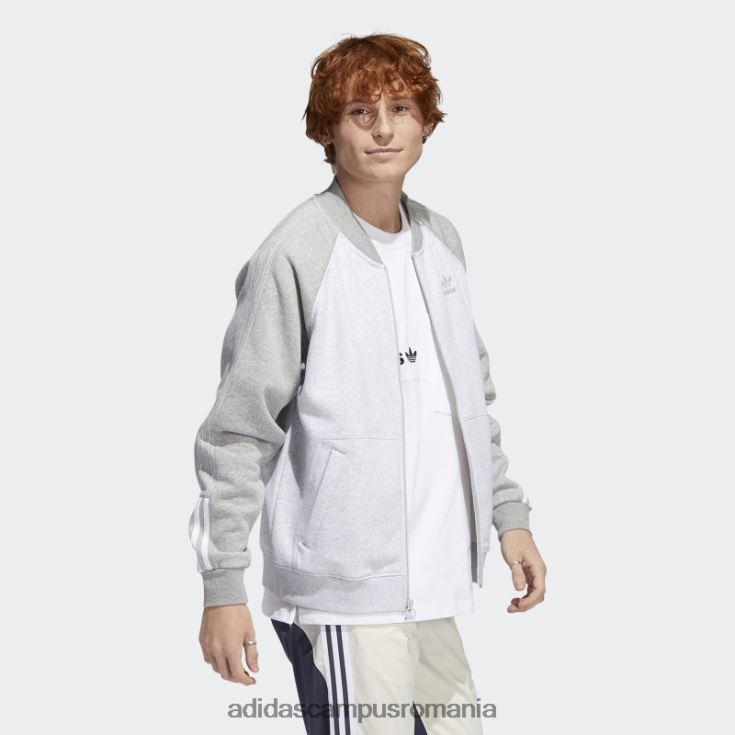 adidas campus romania jachetă de sport din fleece sst gri deschis, negru bărbați gri-deschis erica/alb J266N27531