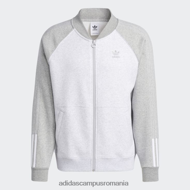 adidas campus romania jachetă de sport din fleece sst gri deschis, negru bărbați gri-deschis erica/alb J266N27531