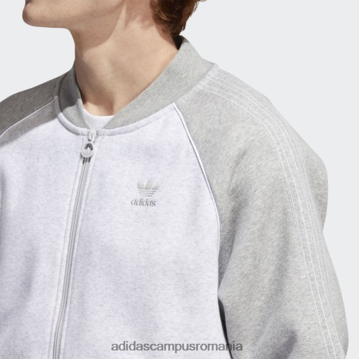 adidas campus romania jachetă de sport din fleece sst gri deschis, negru bărbați gri-deschis erica/alb J266N27531