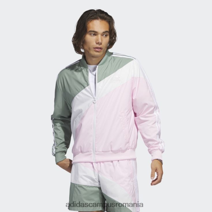 adidas campus romania jachetă de sport țesută în vârtej verde argintiu bărbați verde argintiu/roz J266N26464
