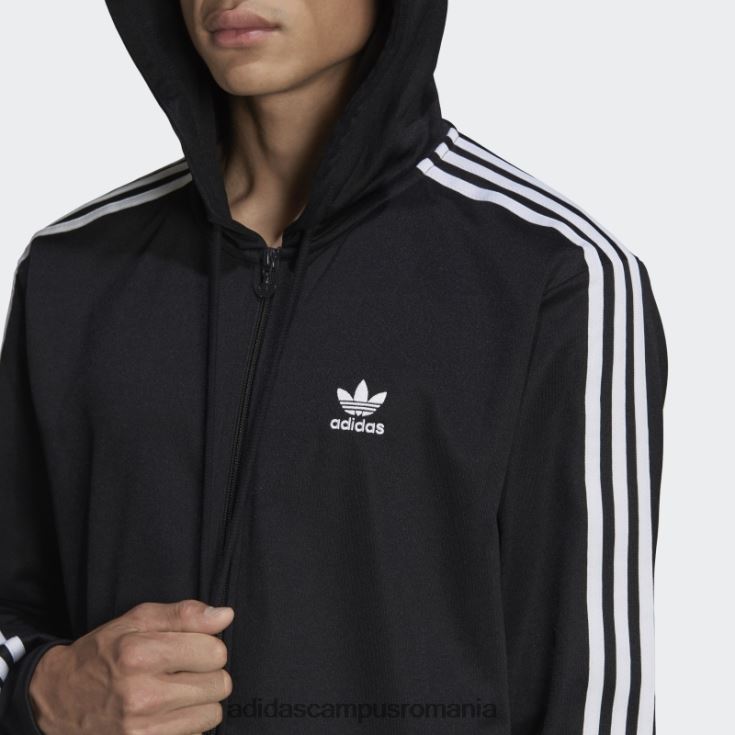 adidas campus romania jachetă neagră adicolor classics cu glugă, fermoar complet bărbați negru J266N21684