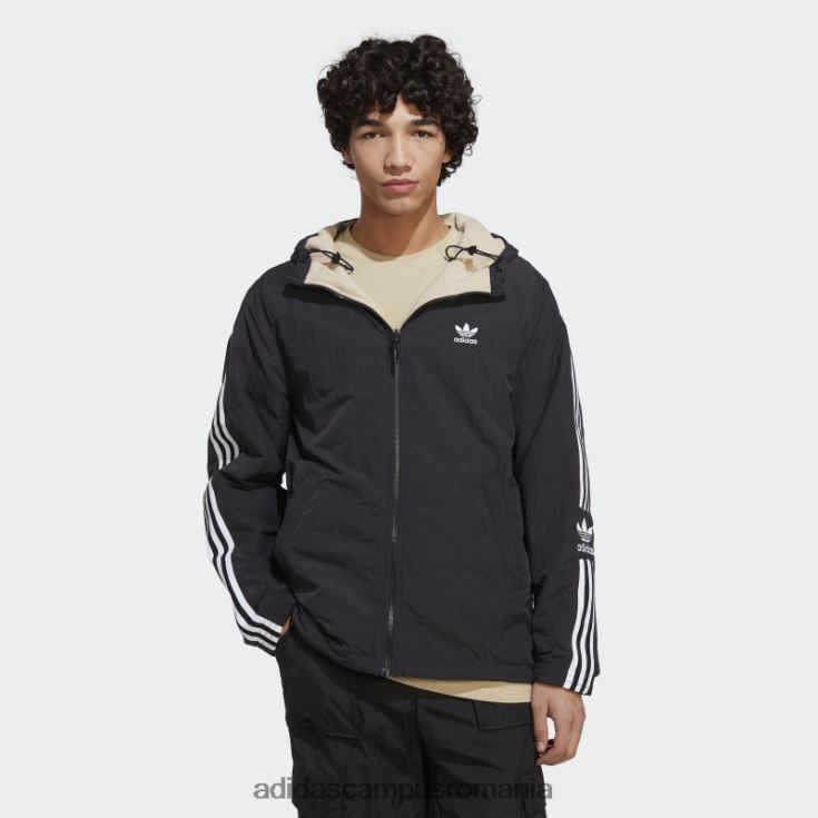 adidas campus romania jachetă neagră reversibilă din lână polară bărbați negru/bej J266N215244
