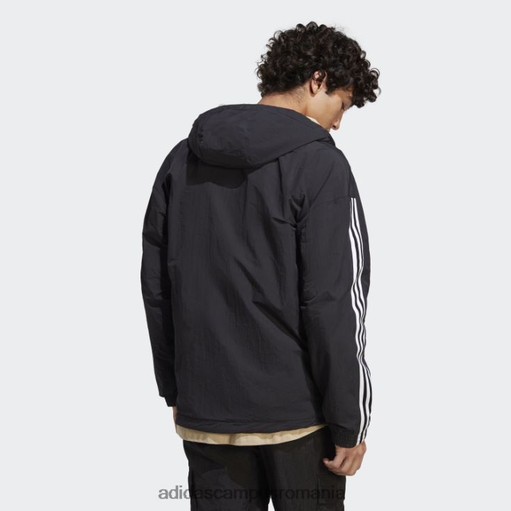 adidas campus romania jachetă neagră reversibilă din lână polară bărbați negru/bej J266N215244