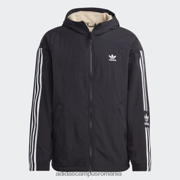 adidas campus romania jachetă neagră reversibilă din lână polară bărbați negru/bej J266N215244