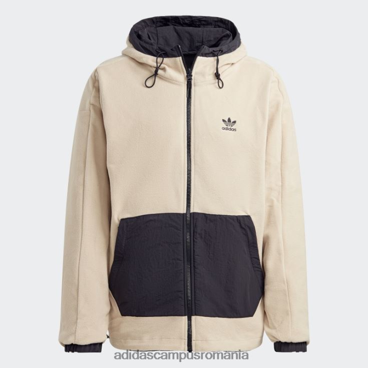 adidas campus romania jachetă neagră reversibilă din lână polară bărbați negru/bej J266N215244