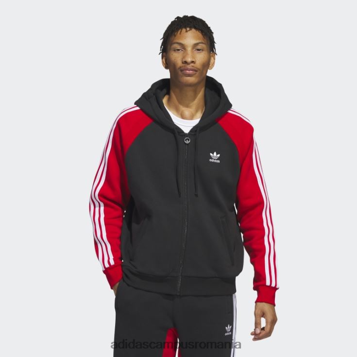 adidas campus romania jachetă neagră sst fleece cu glugă bărbați negru/rosu J266N25273