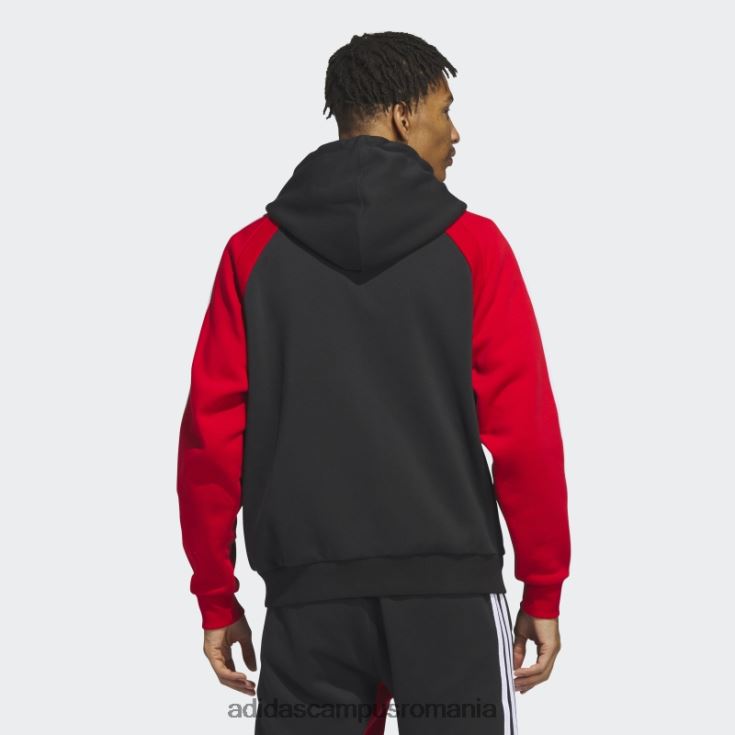 adidas campus romania jachetă neagră sst fleece cu glugă bărbați negru/rosu J266N25273