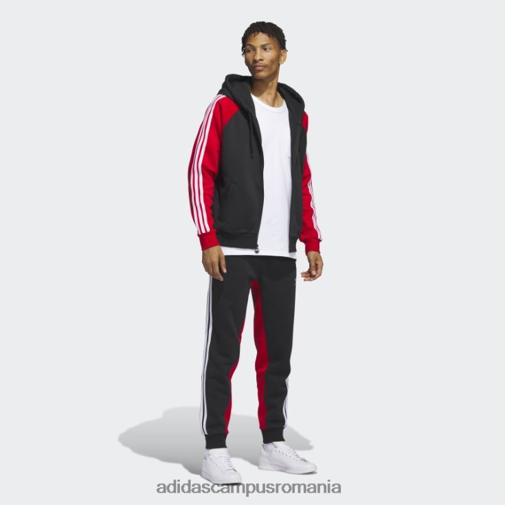 adidas campus romania jachetă neagră sst fleece cu glugă bărbați negru/rosu J266N25273