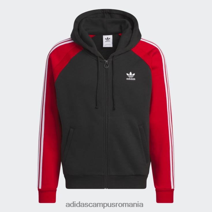 adidas campus romania jachetă neagră sst fleece cu glugă bărbați negru/rosu J266N25273