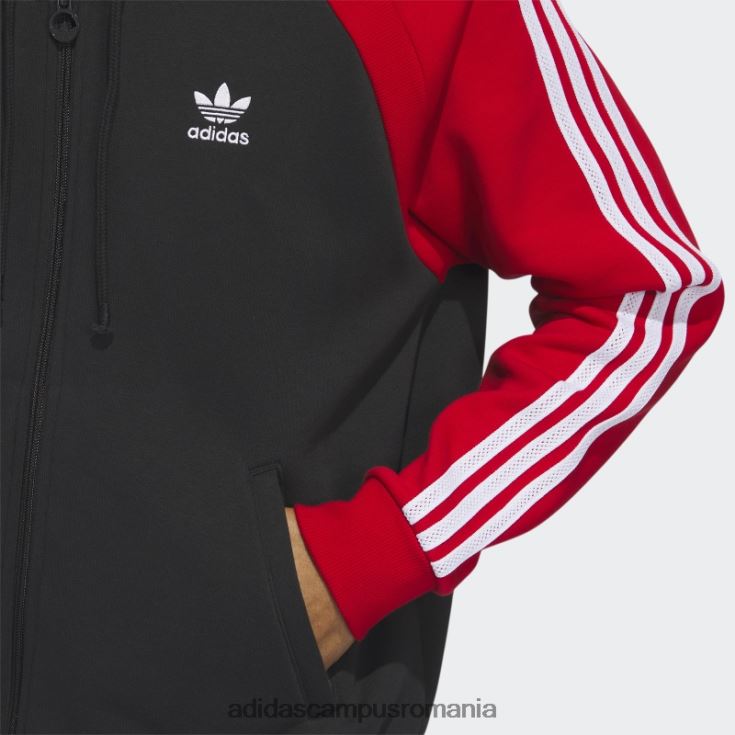 adidas campus romania jachetă neagră sst fleece cu glugă bărbați negru/rosu J266N25273
