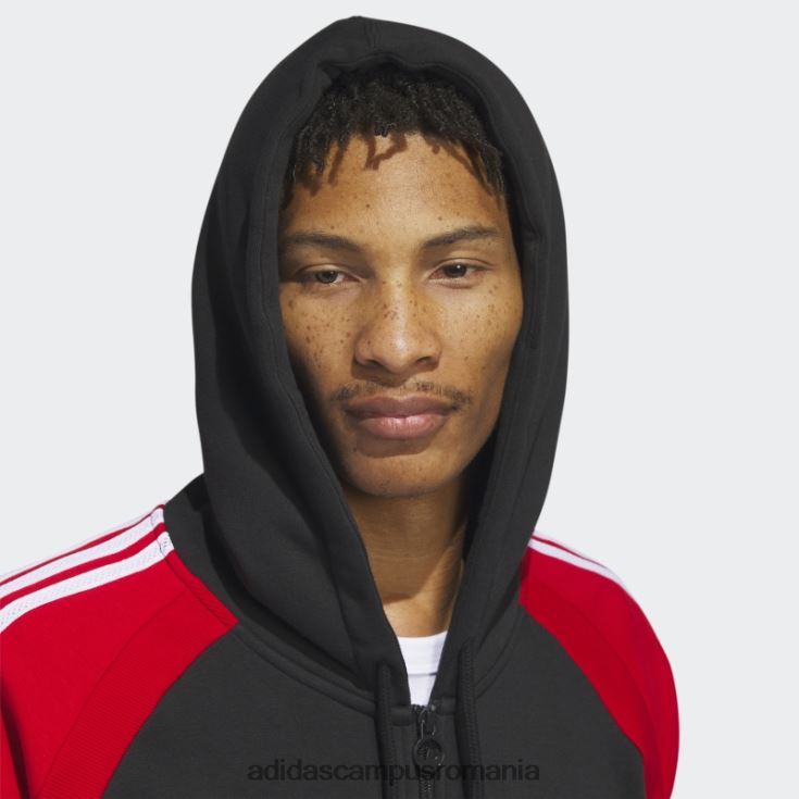 adidas campus romania jachetă neagră sst fleece cu glugă bărbați negru/rosu J266N25273