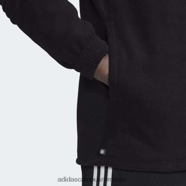 adidas campus romania jacheta fleece teddy adicolor classics trefoil neagra bărbați negru J266N23643