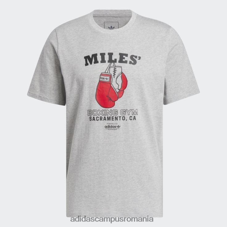 adidas campus romania modă tricou cu mânecă scurtă pentru afaceri scarlet miles bărbați gri mediu/negru/stacojiu J266N2858