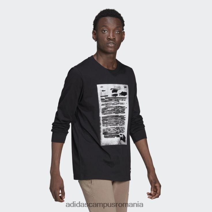 adidas campus romania negru r.y.v. tricou grafic cu maneca lunga bărbați negru J266N21678