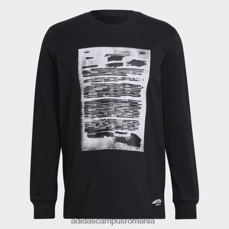 adidas campus romania negru r.y.v. tricou grafic cu maneca lunga bărbați negru J266N21678