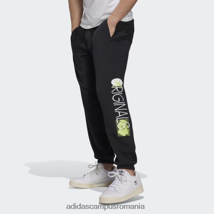 adidas campus romania pantaloni de jogging cu transpirație grafică originali, negri bărbați negru J266N215121