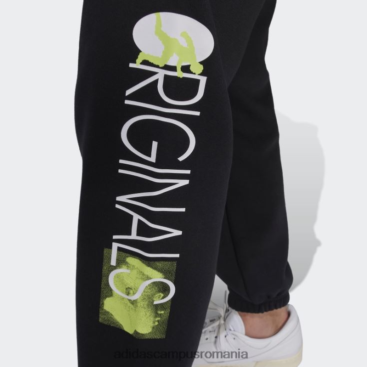 adidas campus romania pantaloni de jogging cu transpirație grafică originali, negri bărbați negru J266N215121