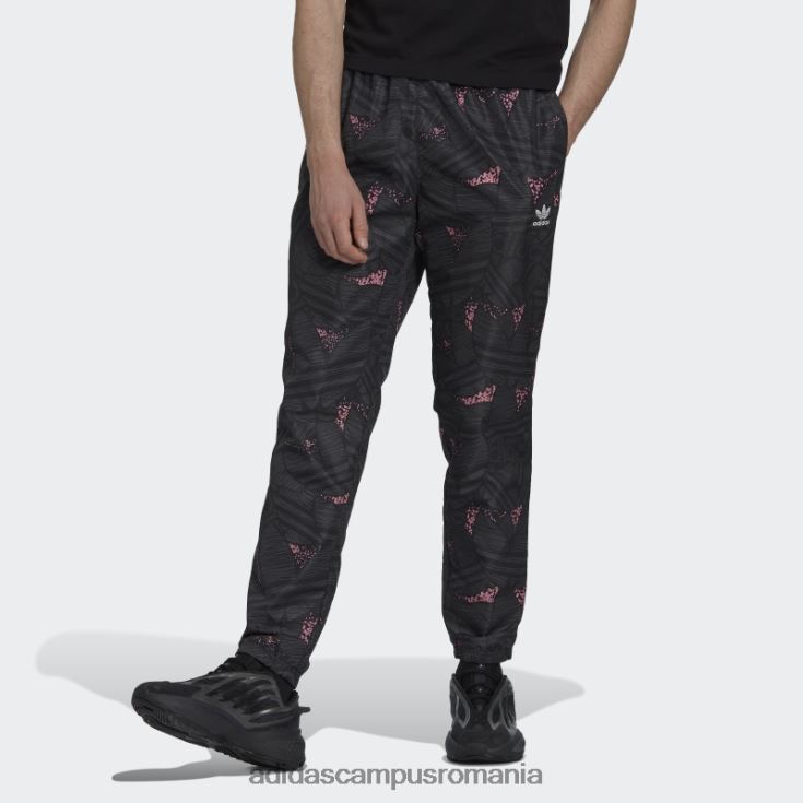 adidas campus romania pantaloni de sport cu imprimeu trefoil rekive negru fierbinte bărbați negru/gri/roz J266N27348